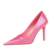 Glossy Finish Pointy Toe Court Heels EU 33 / DeepPink / 7.5CM